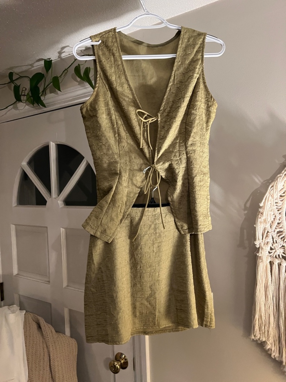 Olive Green Textured Two-Piece Set